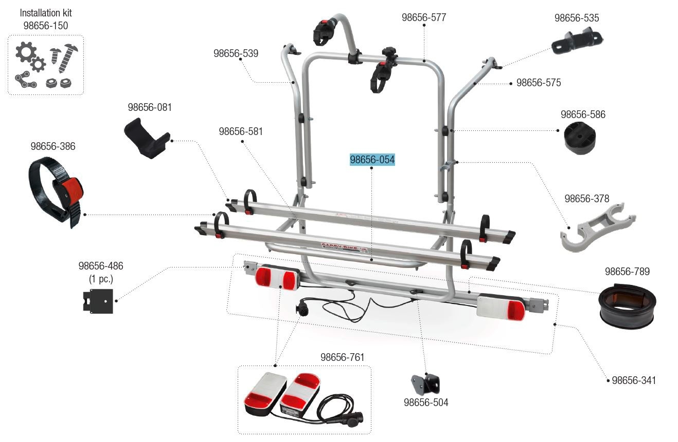 Fiamma Auflagebügel passend für Carry Bike Mercedes Viano / Ford Custom - Fiamma Ersatzteilnummer 98656-054