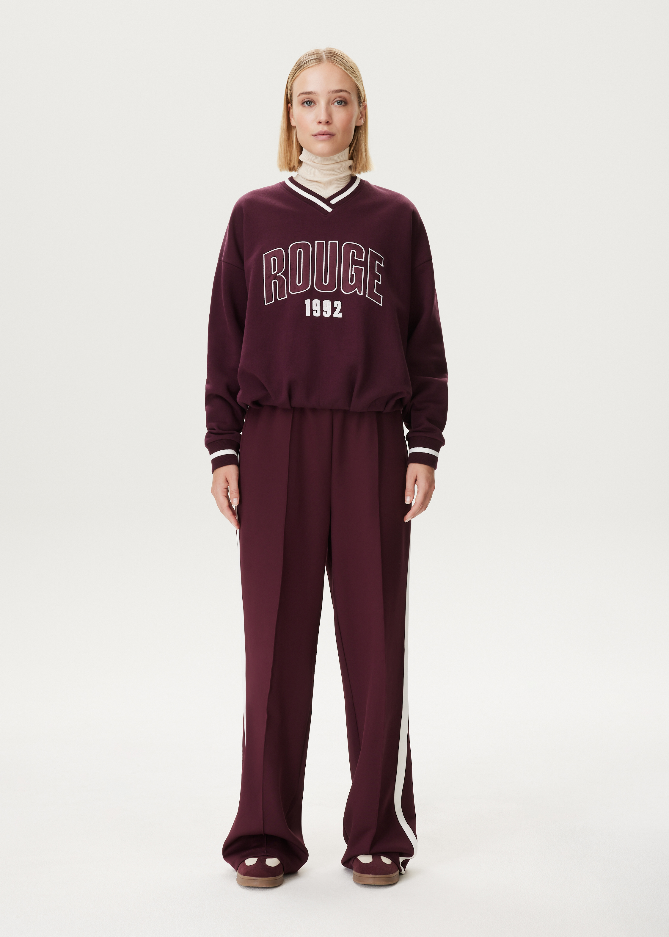 Wijde broek met streepdetail