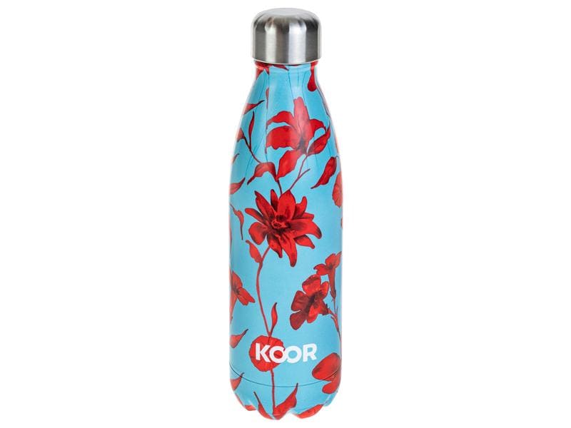 KOOR Trinkflasche Blurossa 500 ml Thermosflasche aus Edelstahl