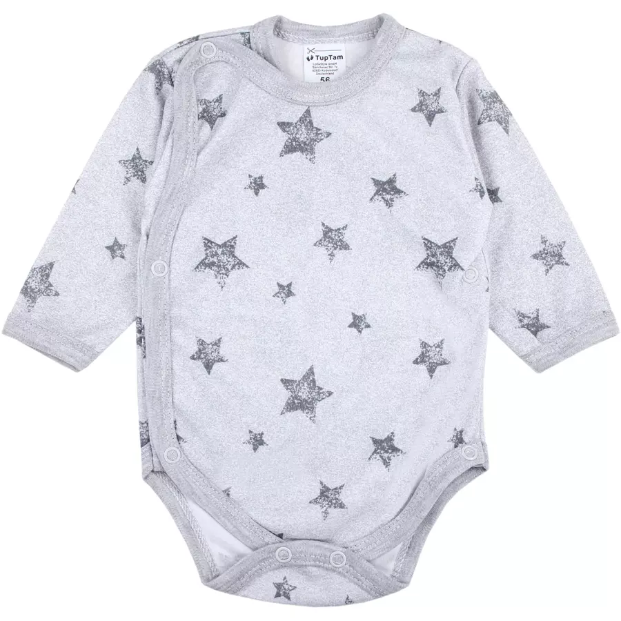 TupTam Baby Langarm Wickelbody im 5er Set grauweiß