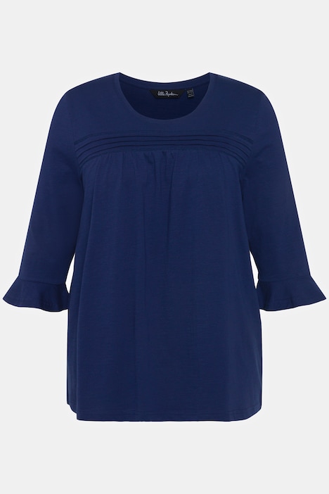 Shirt, Zierstreifen, Rundhals, 3/4-Volantarm