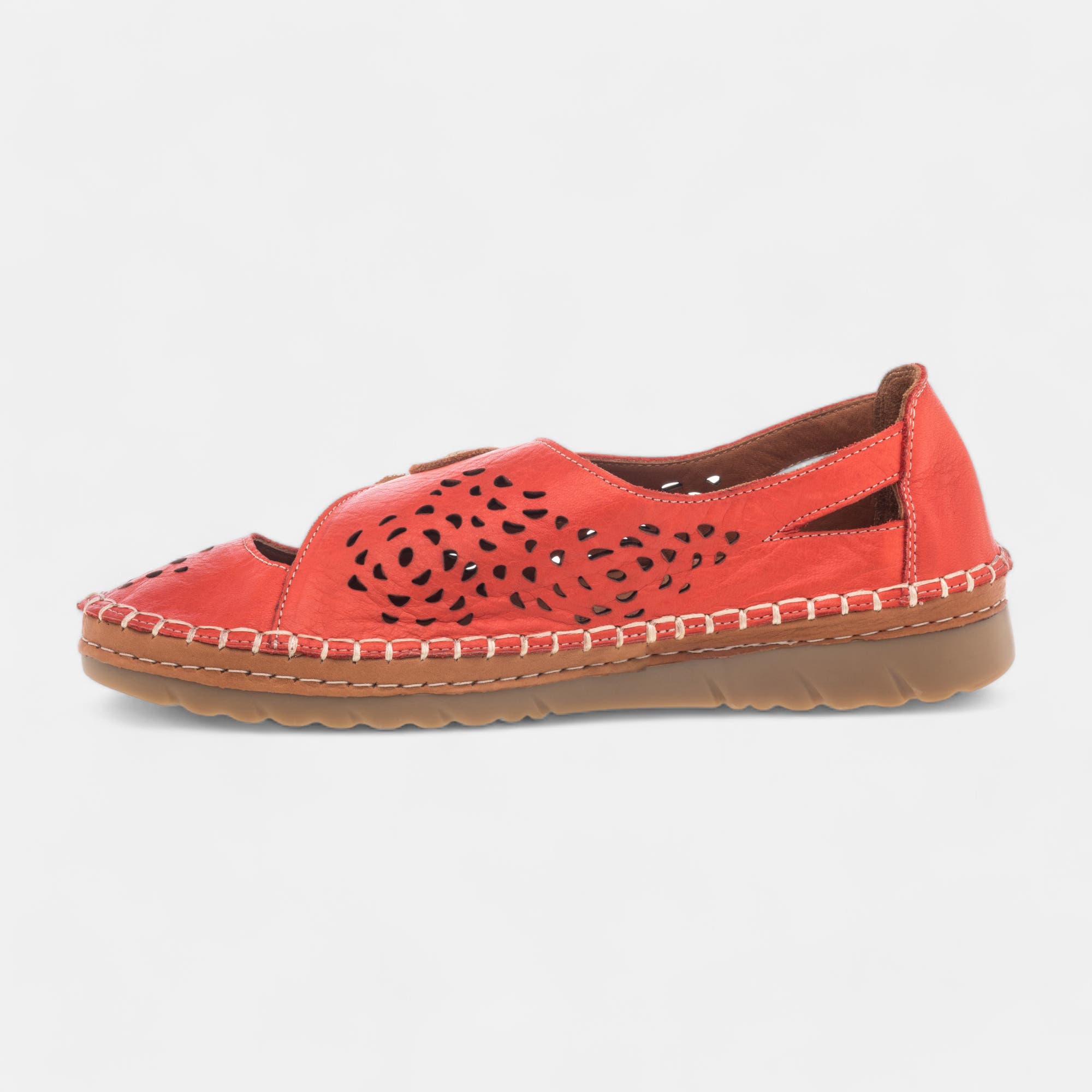Ballerines Femme en cuir rouge