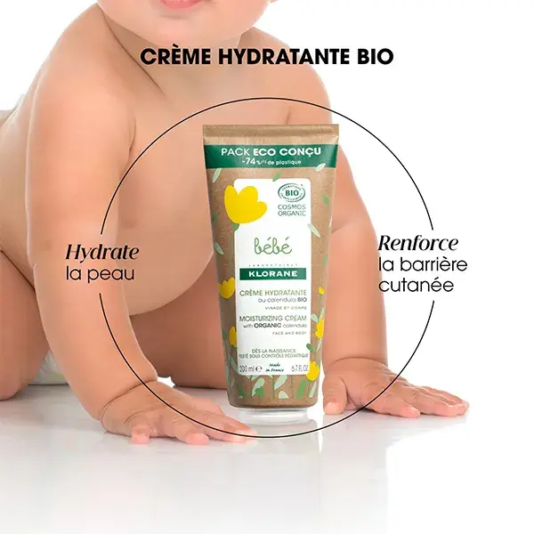 Creme hidratante orgânico para bebês Klorane Baby 200ml