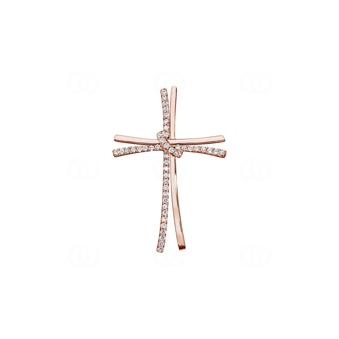 Kreuzanhänger 750/18 K Roségold mit Diamanten 0.35 ct H/si