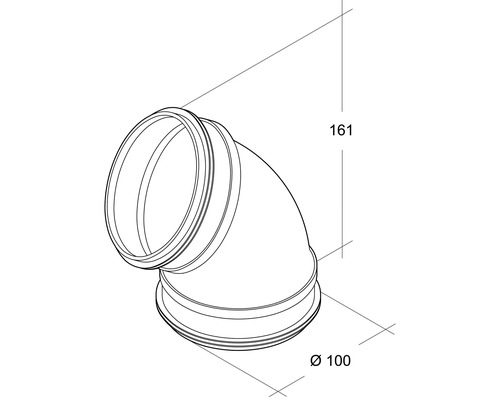 Rolvouw ronde boog Ø 100 mm 45 graden