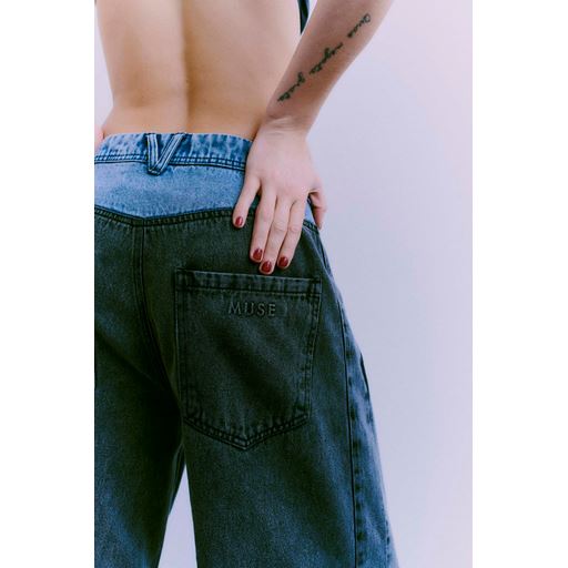 Copenhagen Muse Charlee Jeans, Black Denim w. Washed Blue, XL