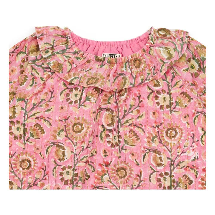 Bonton Robe Fleurie Métallisée | Rose