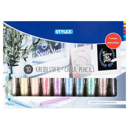 Stylex Schreibwaren 10 Kreidestifte / in Kunststoffschaft mit Drehmechanik / 10 Farben