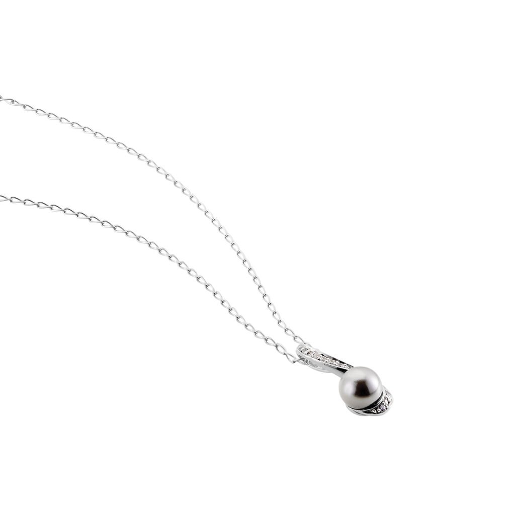 Collier Armance Argent Blanc Perle D'imitation Oxyde