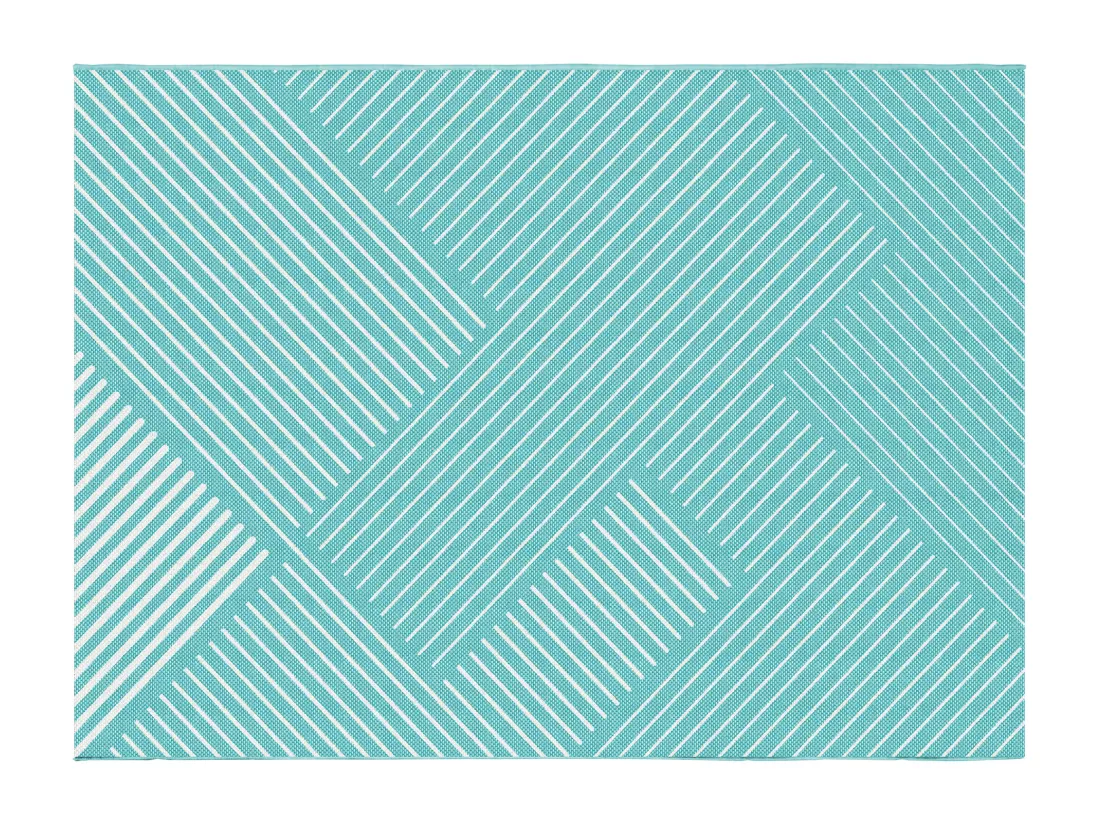Tapis intérieur ou extérieur géométrique - 150 x 200 cm - bleu - RIVIERA