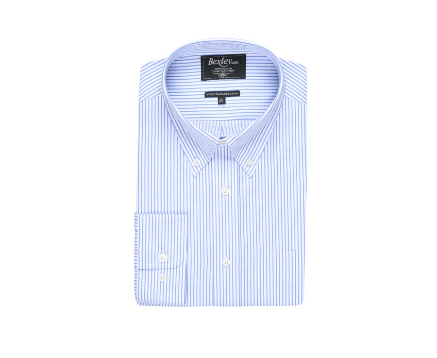 Chemise blanche rayures bleues poche poitrine - BRODERICK