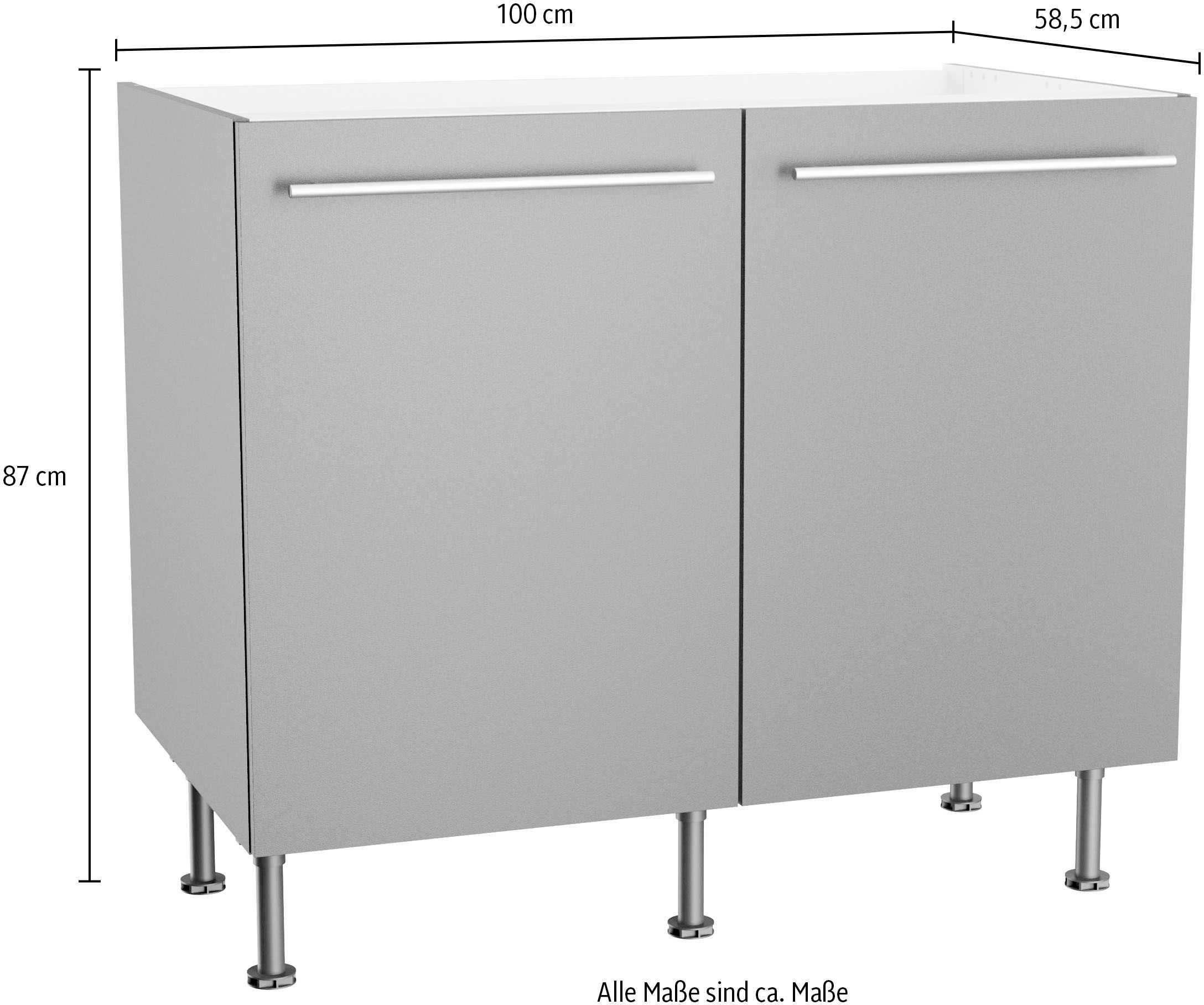KOCHSTATION Spülenschrank »KS-Bern2« Breite 100 cm, 2 Türen