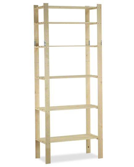 PROREGAL Pinepeak Houten Plank HxBxD 200 x 80 x 38 cm 6 Planken 1,2 cm Dik Dennenhout Natuurlijk