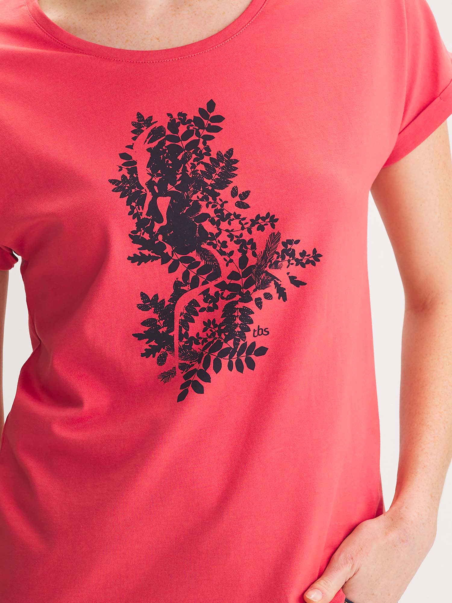 Tee Shirt Femme A Motif Rose