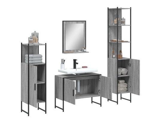 VIDAXL - Ensemble d'armoires de salle de bain 4 pcs sonoma gris