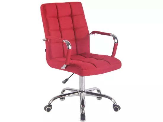 Chaise de bureau - Tissu & Métal chromé - Rouge - Deli