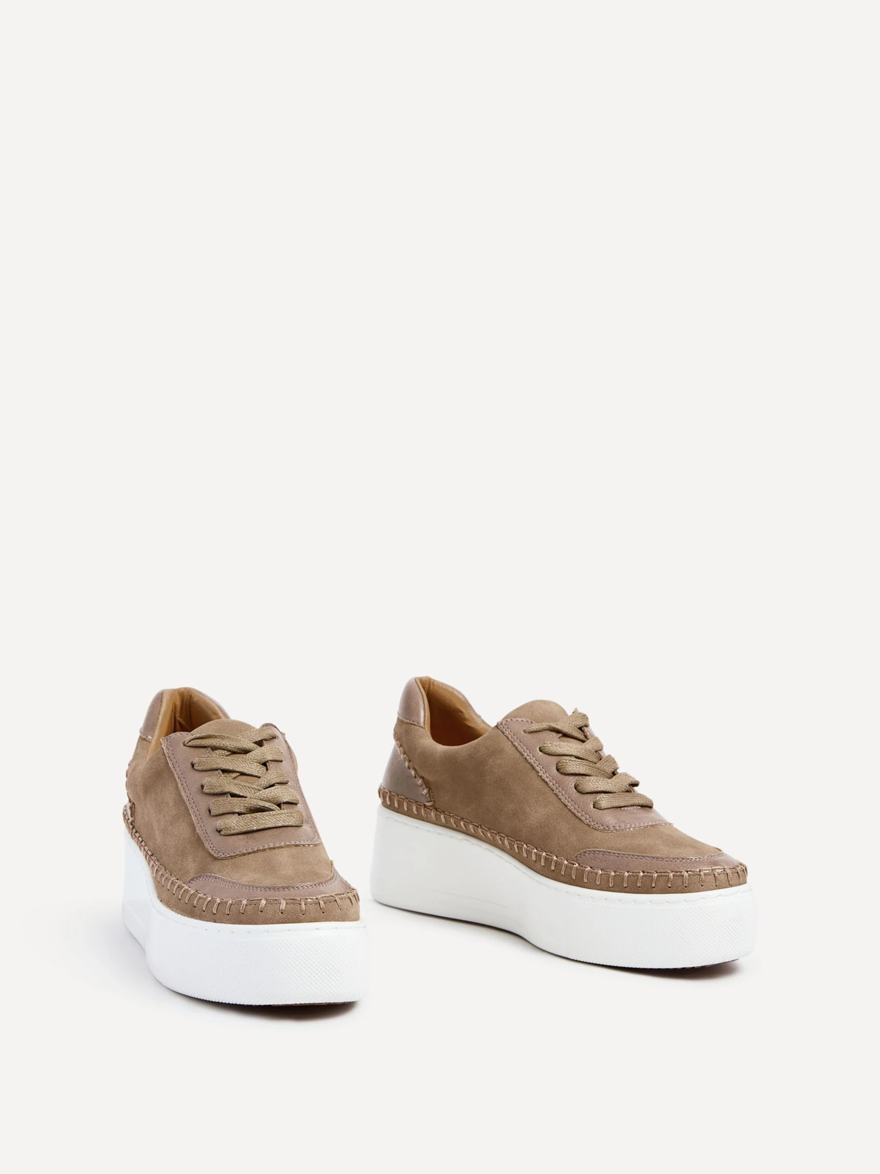 Bruin - Linzi - Harlem sneakers met plateauzool van imitatieleer