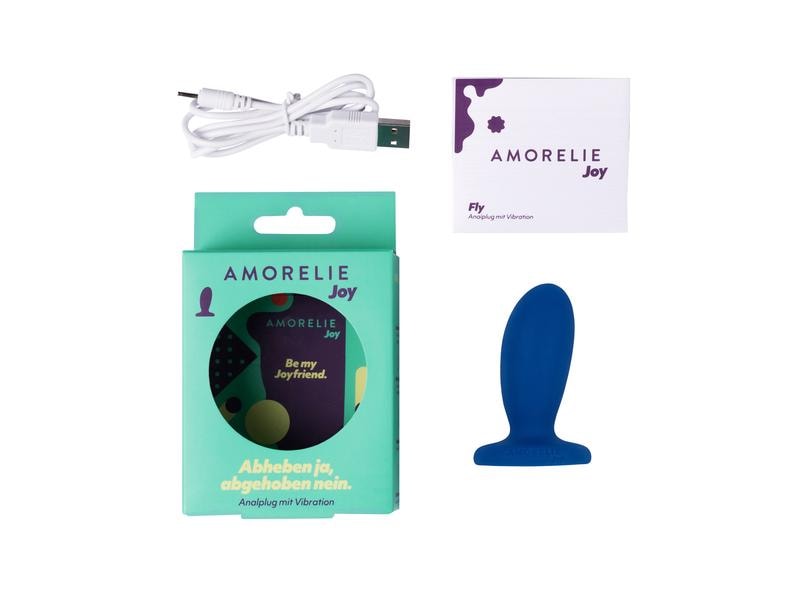 Amorelie Analplug mit Vibration «Fly» Blau Hochwertiges Sextoy für die anale Stimulation