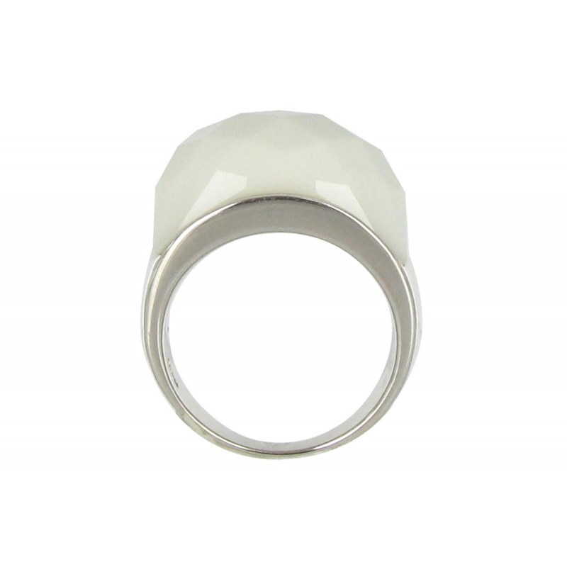 Bague Dôme Argent Milky White