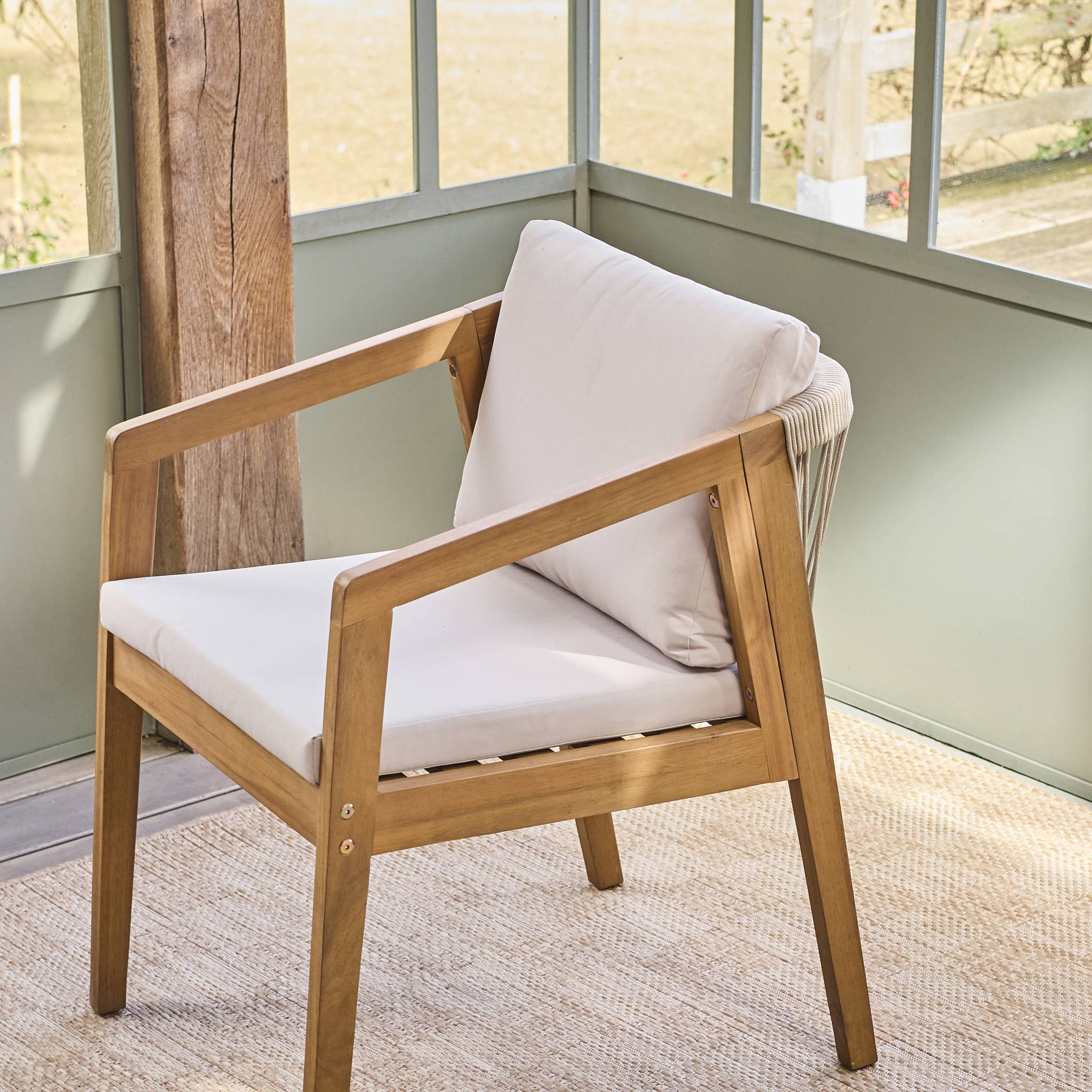sweeek - Acaciahouten tuinstoelen met touwen (Set van 2)