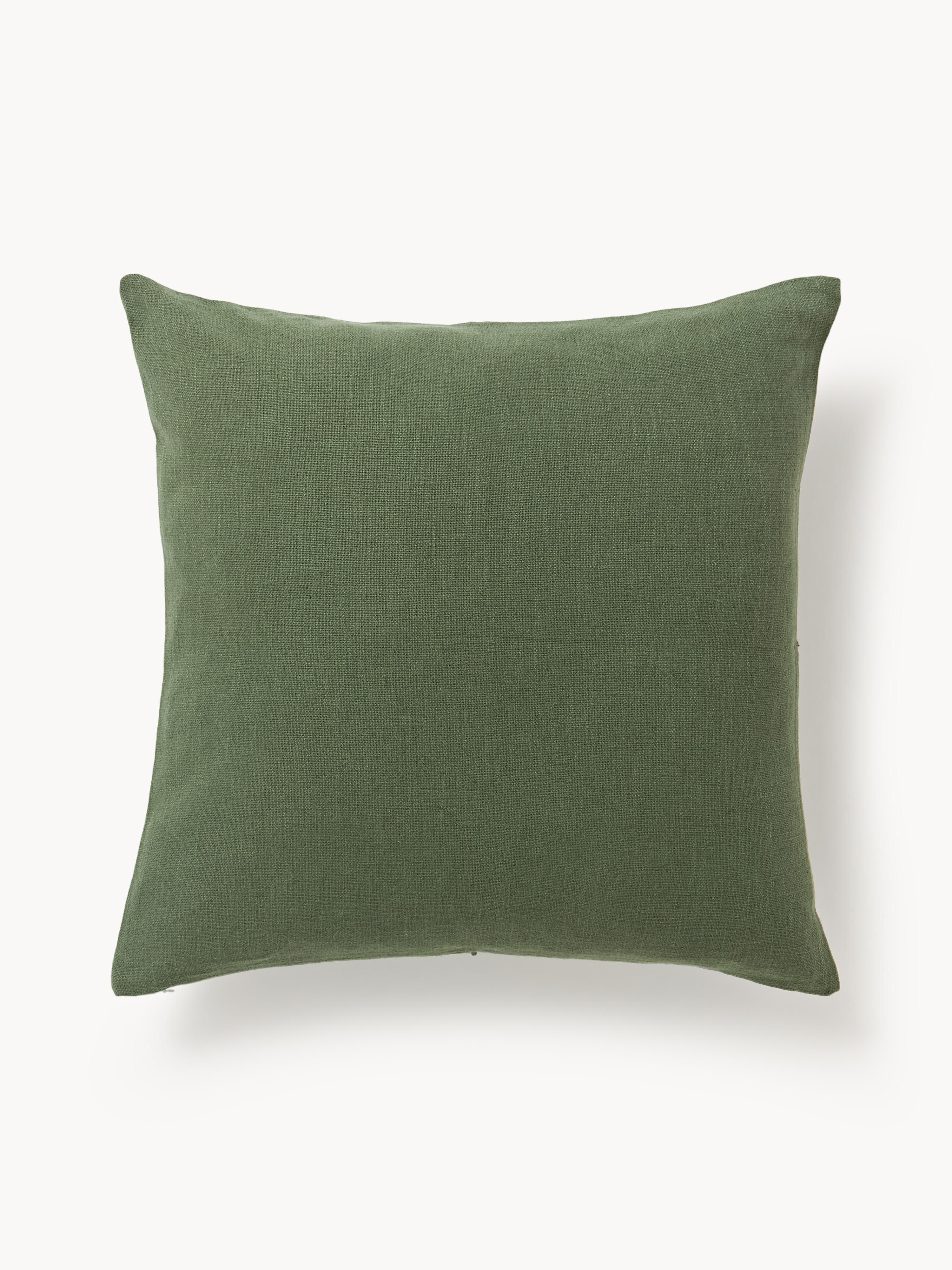 Handgeweven kussenhoes Terre met decoratieve naad