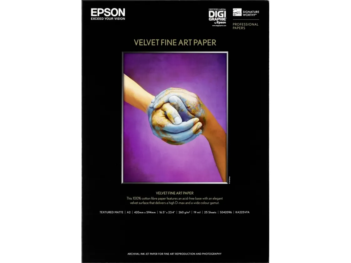 Epson Fine Art Velvet - Fløjl - A2 (420 x 594 mm) 25 ark fint kunsttrykpapir - for SureColor P5000, P800, SC-P10000, P20000, P5000, P7500, P900, P9500