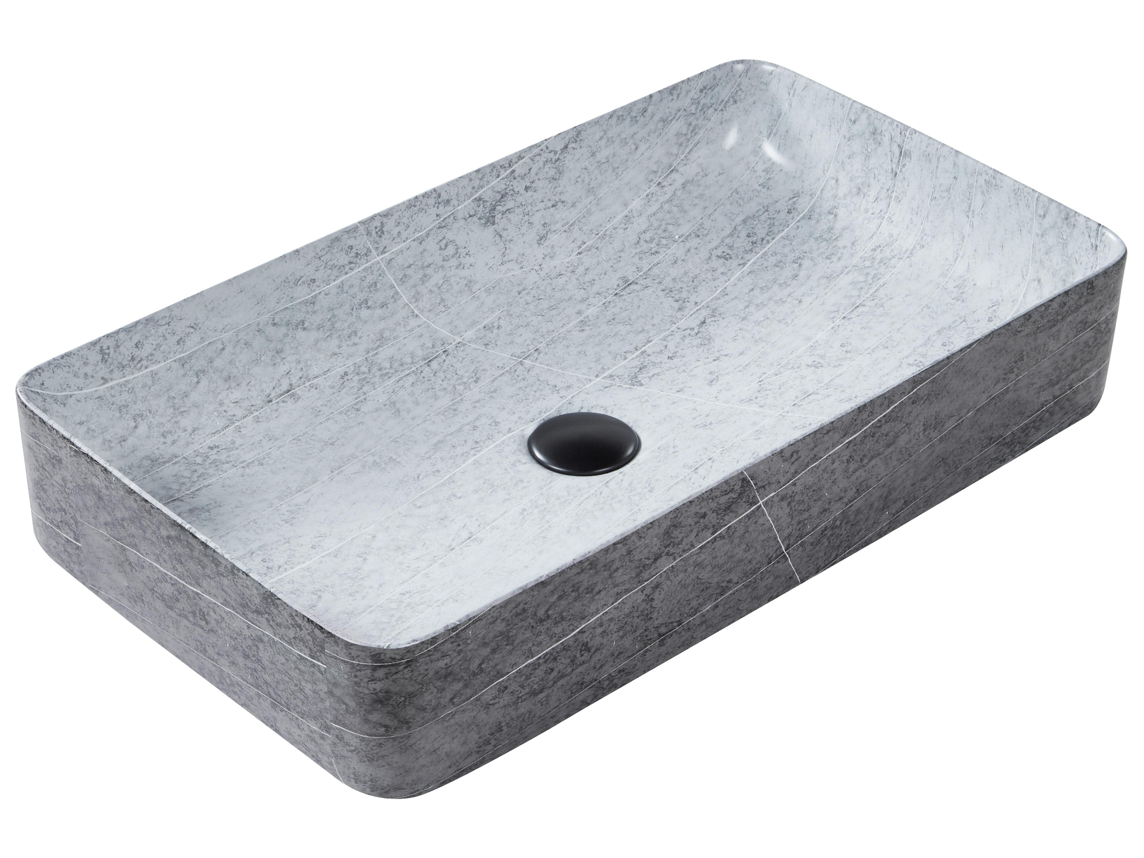 Wastafel voor aanrechtblad ARTAJ 61 x 35 cm Keramiek Grijs beton-effect