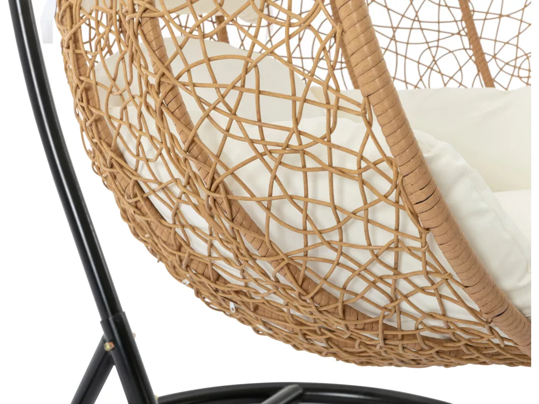 Fauteuil suspendu en résine tressée - Naturel clair - CAMPLI de MYLIA