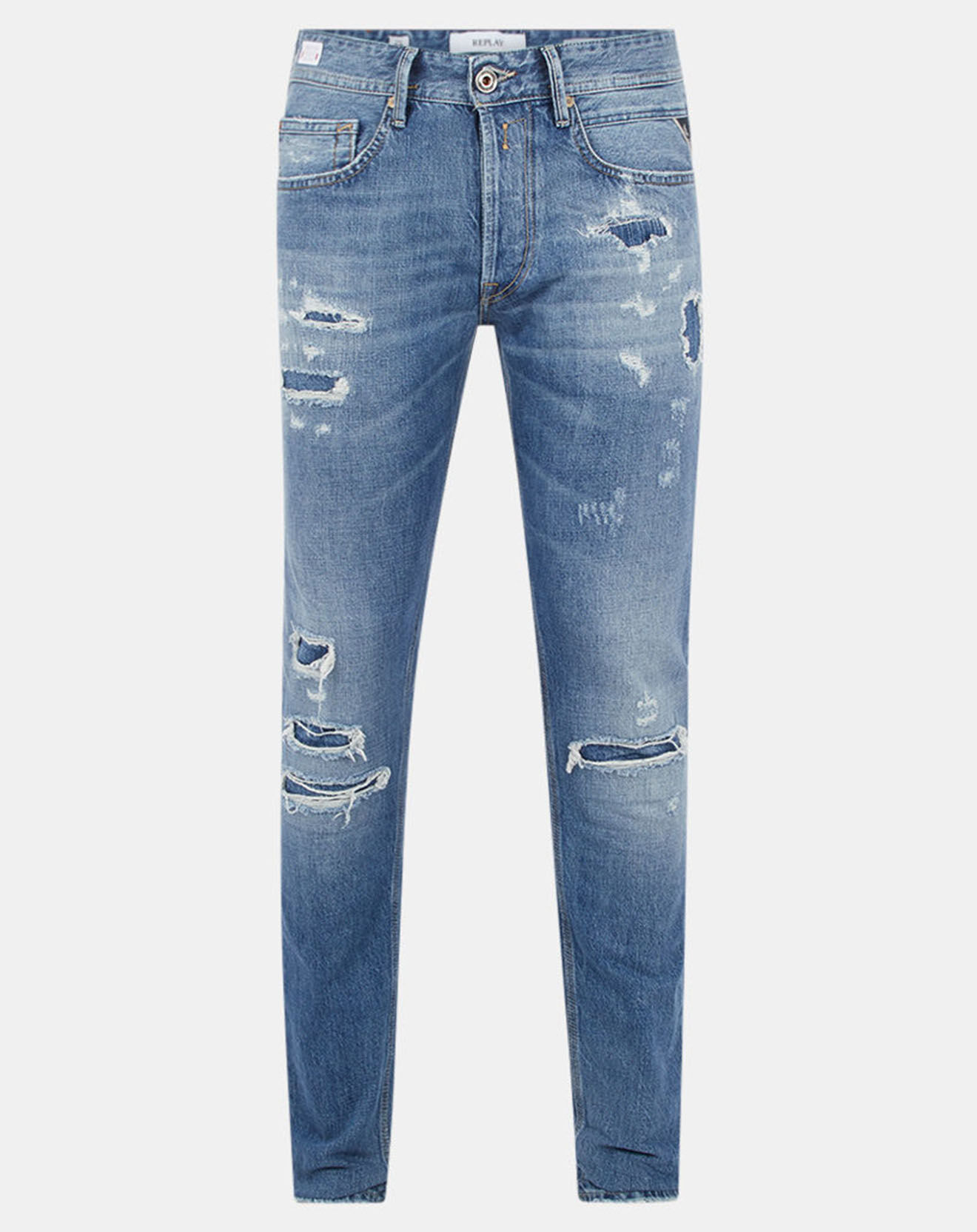 Replay Jean Slim 100% Coton Bio Broken Eged Willbi bleu moyen