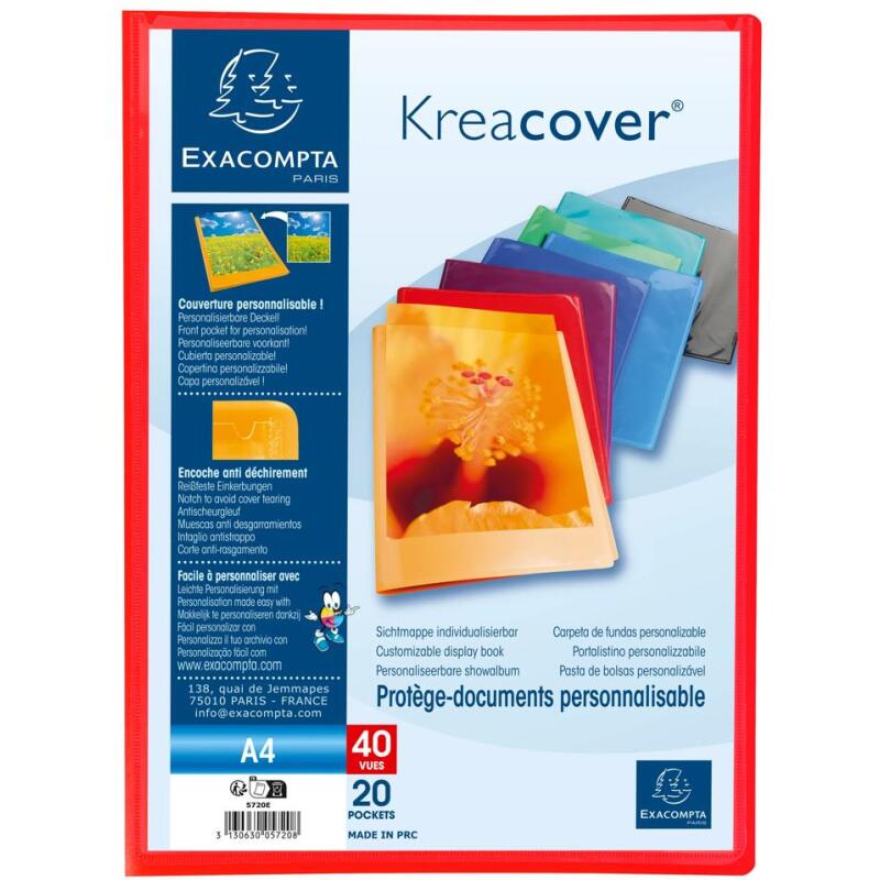 Protège-documents polypropylène semi rigide Kreacover® Opaque 20 pochettes - 40 vues - A4