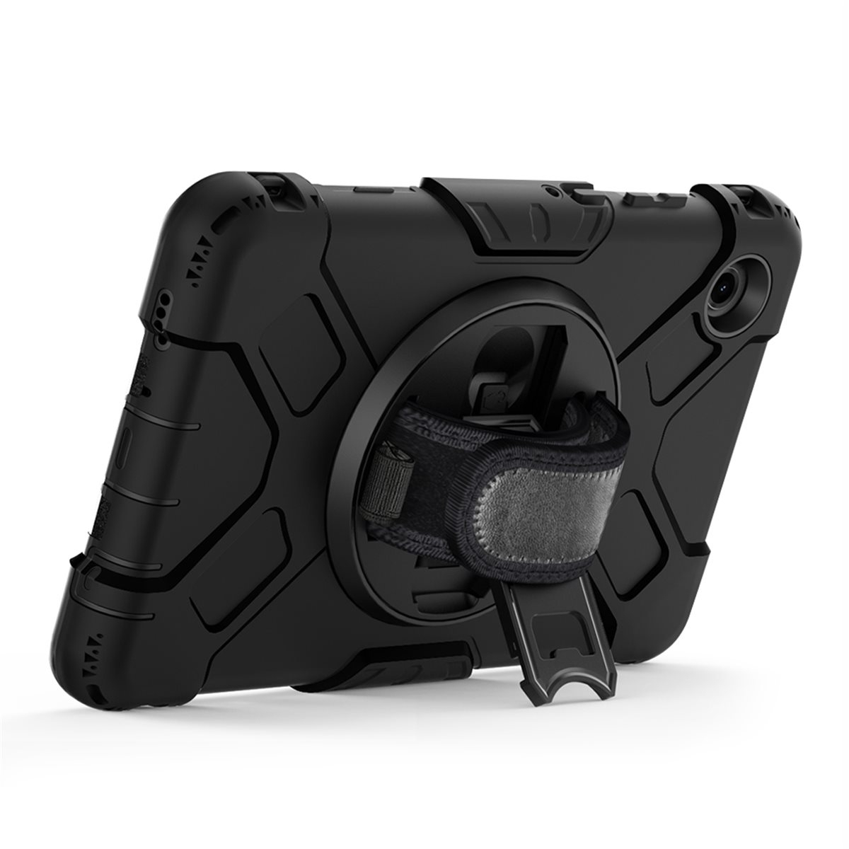 Samsung Galaxy Tab A11 Peak 500m Hybrid Outdoor Hardcase Hülle mit Aufsteller   Handschlaufe (EGPE00192) - Schwarz