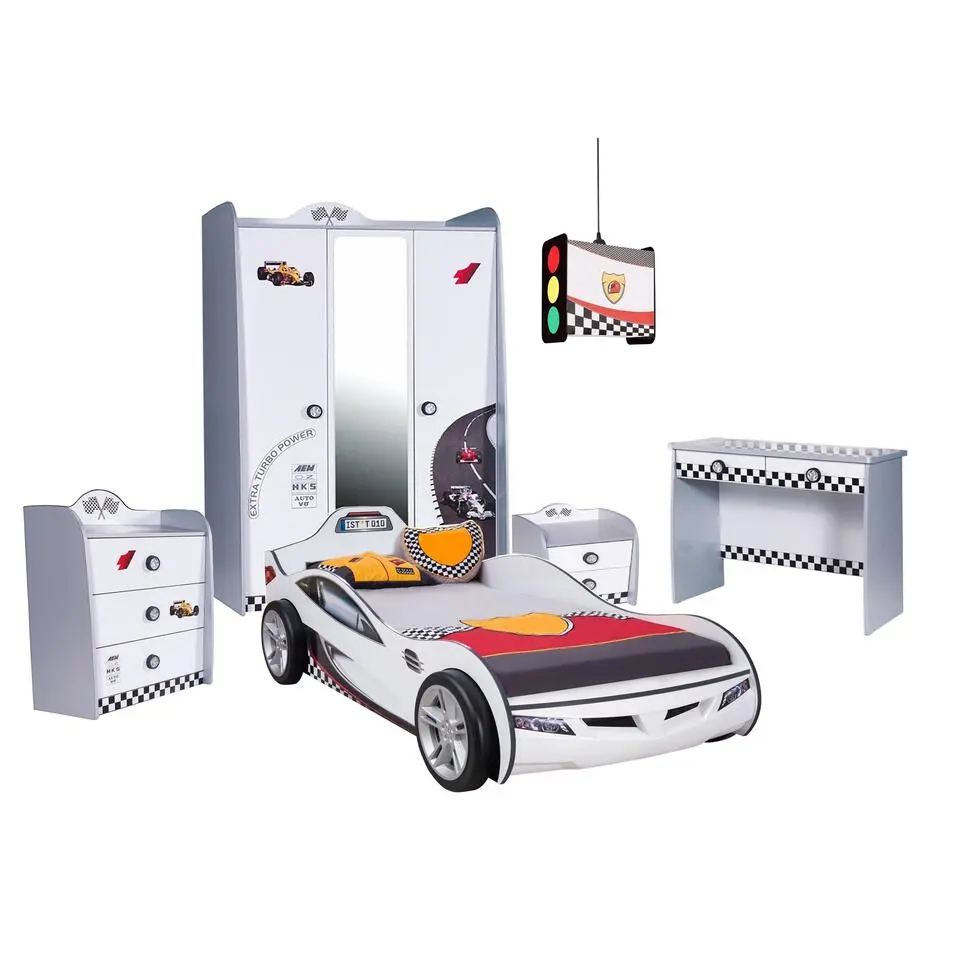 Autobed - Jongenskamer - Kinderkamer - 208x109x81 cm - Wit
