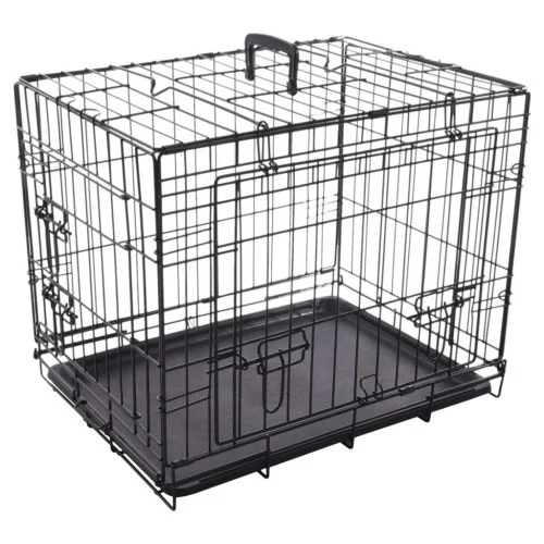 gaiola de transporte para cães Flamingo preta