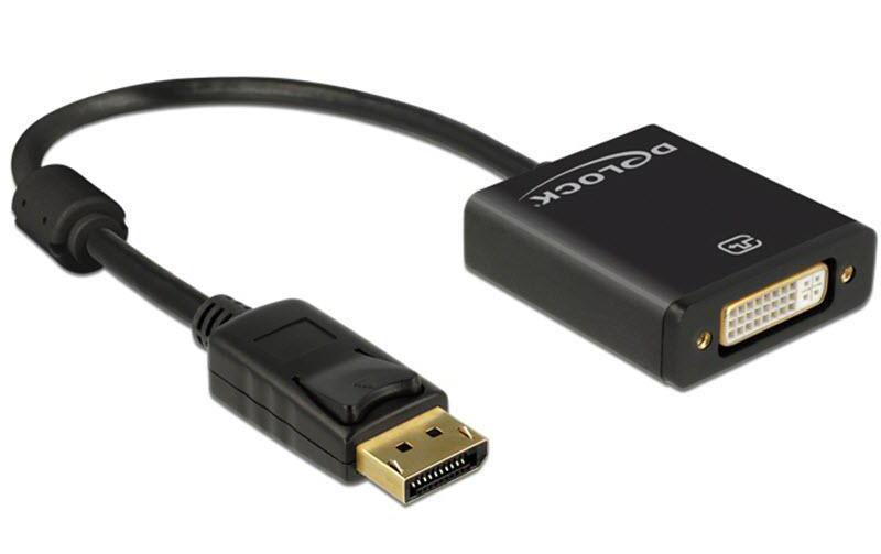 Adapterkabel DP - DVI-I, 4K SchwarzAdapterkabel, 4K DisplayPort-Stecker auf 4K DVI-I-Buchse