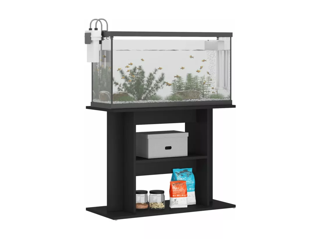 Support pour aquarium noir 80x35x60 cm bois d'ingénierie