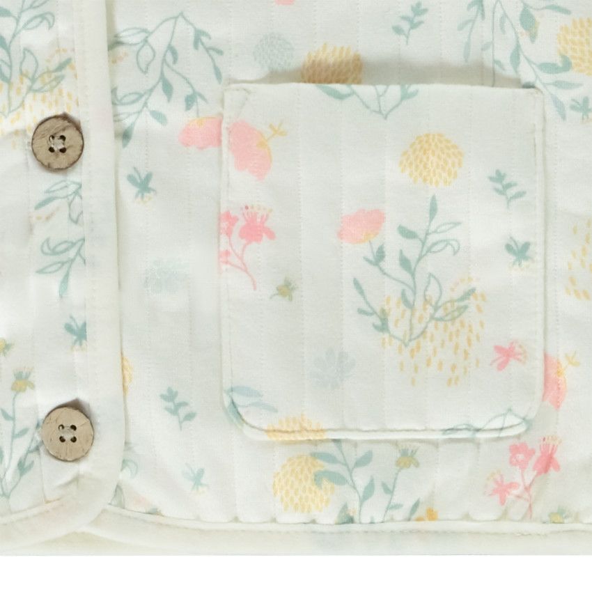 Veste matelassée imprimé floral pour fille - Ecru