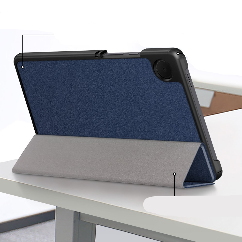 Samsung Galaxy Tab A9 Leder Tasche Smart Cover Hülle Litchi Look - Dunkelblau