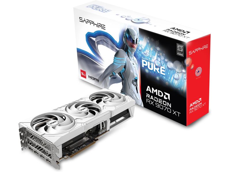 SAPPHIRE Grafikkarte PURE AMD Radeon RX 9070 XT OC 16 GB Gamer-Grafikkarte mit 16 GB GDDR6-Speicher