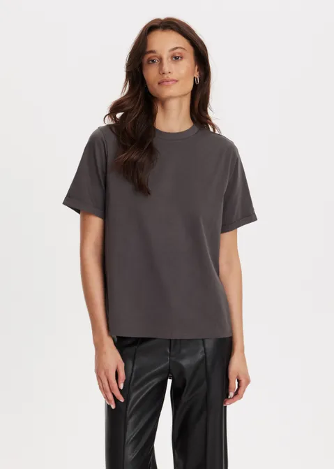 T-shirt met opgerolde mouwen antraciet (ANTRA)