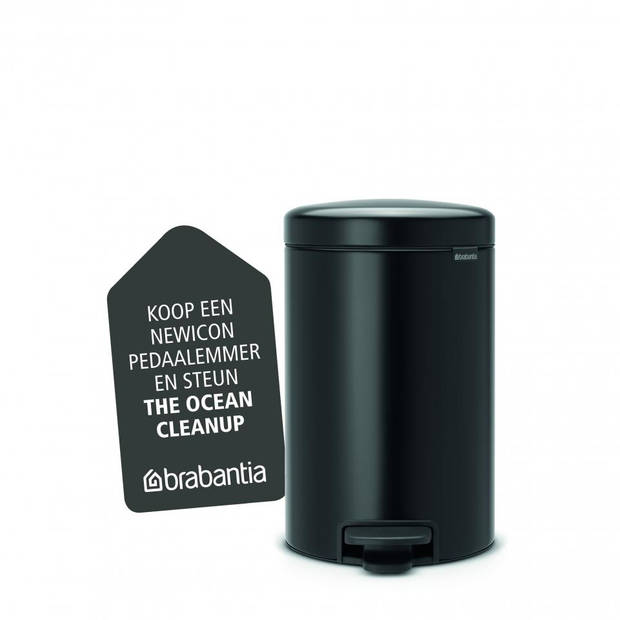 Brabantia newIcon pedaalemmer 12 liter met kunststof binnenemmer - Matt Black