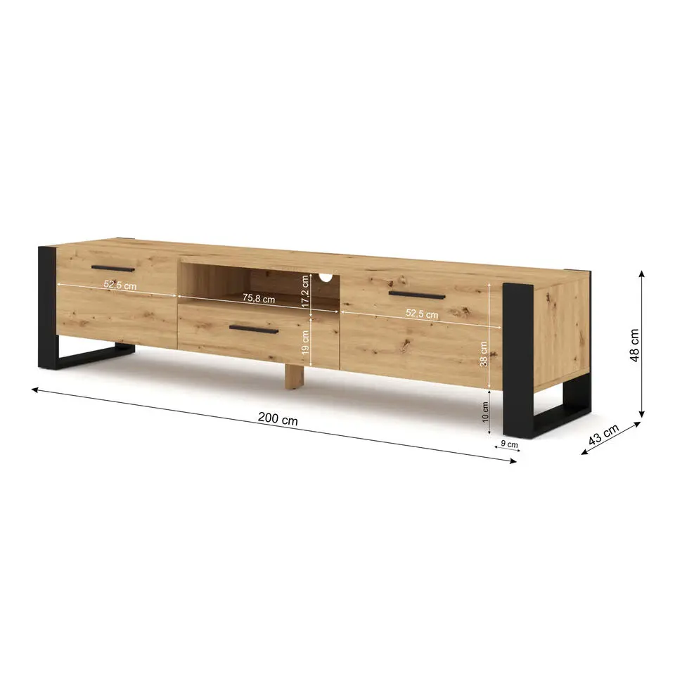 NUKA TV meubel ladekast 200 cm wit mat