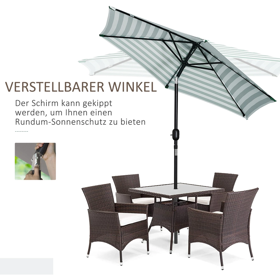 Outsunny Sonnenschirm mit verstellbarem Winkel grünweiß