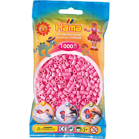 Hama rørperler 1000 stk. - lyserøde