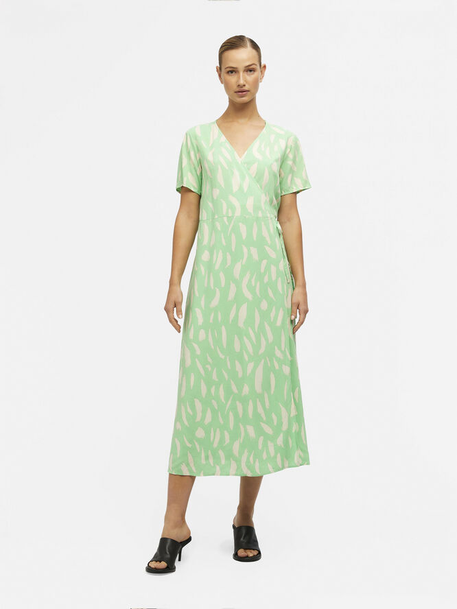 Object OBJEMA ELISE S/S LONG WRAP DRESS NO Spring bouquet/sandshell aop col