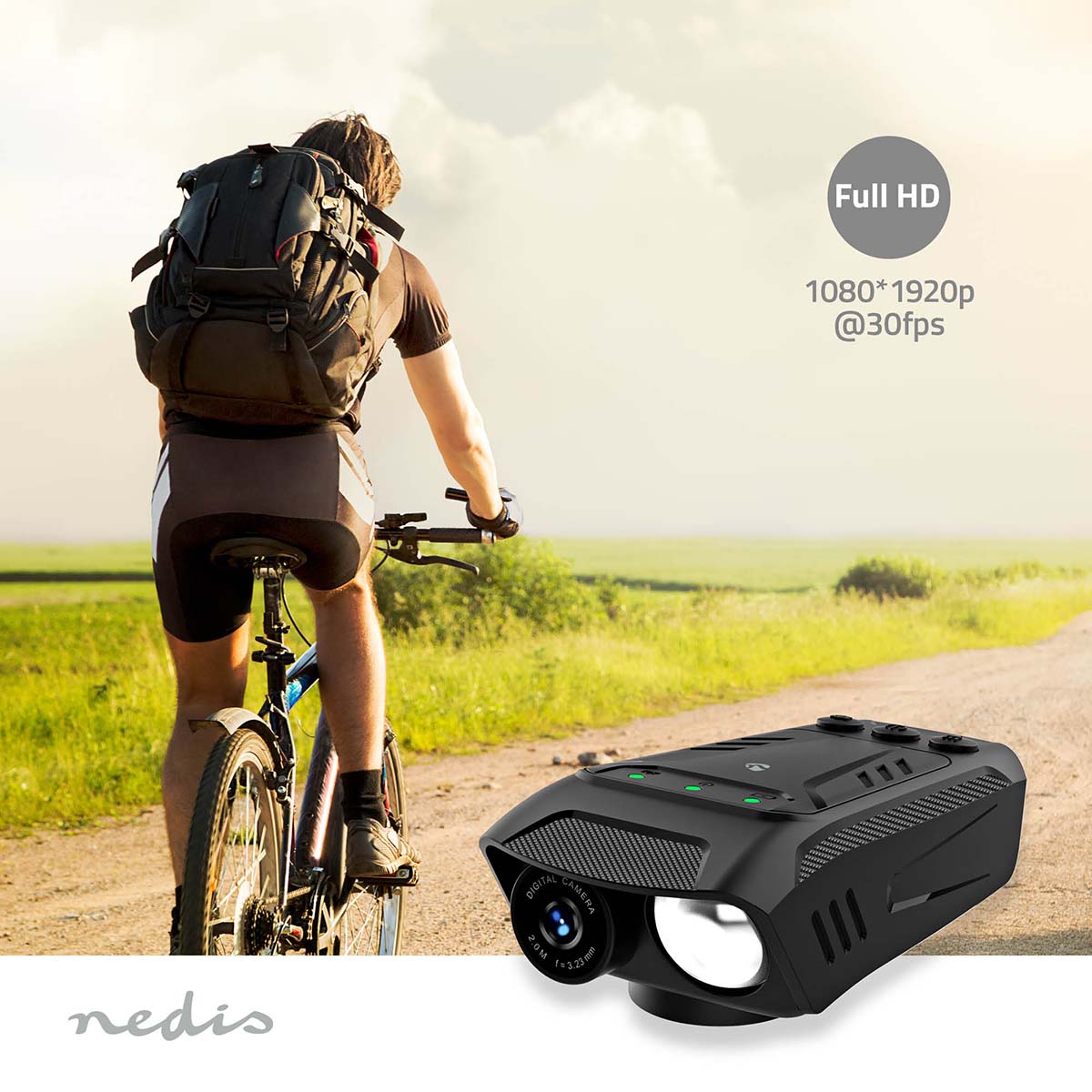 Nedis ccam100bk fietscamera - zwart