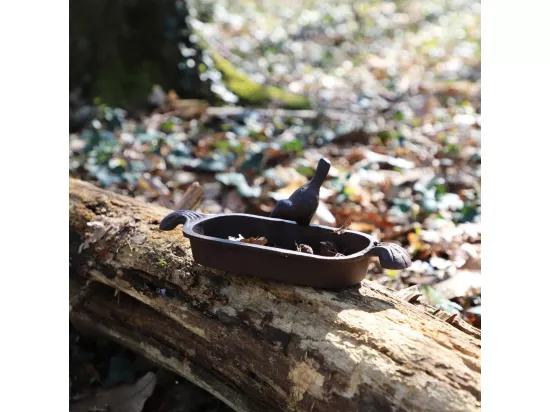 Mangeoire à oiseaux abreuvoir jardin fonte marron 26cm