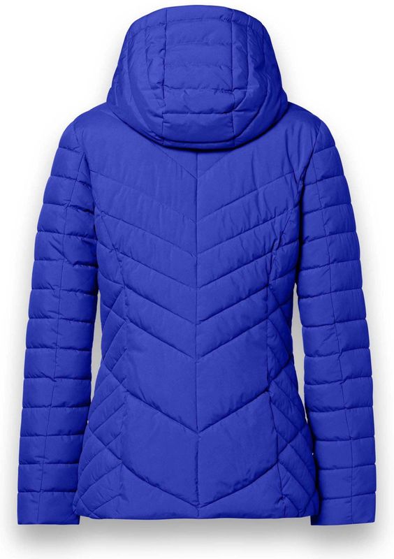 District - KAPRUN - Damesjas - Cobalt - Imitatiedonsjack met Verstelbare Afneembare Capuchon