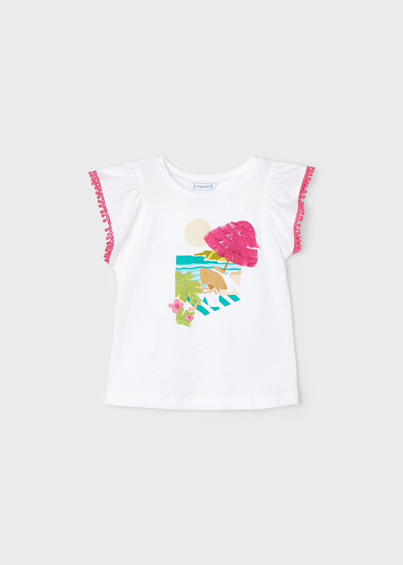 Camiseta Better Cotton com apliques para meninas, Branco-Jade