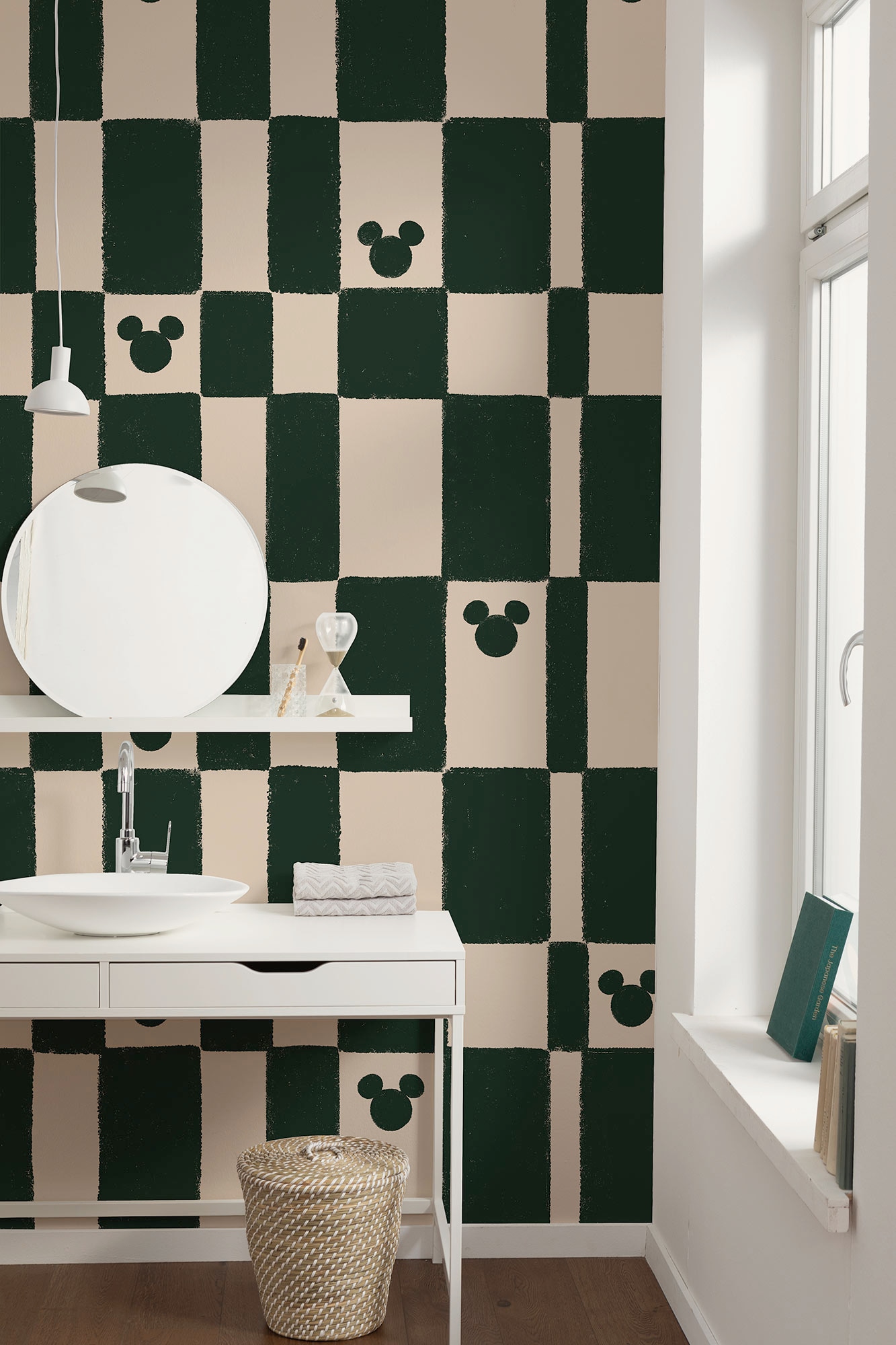 Komar Kindertapete »Disney Mickey Mouse Green Chess« bedruckt glatt