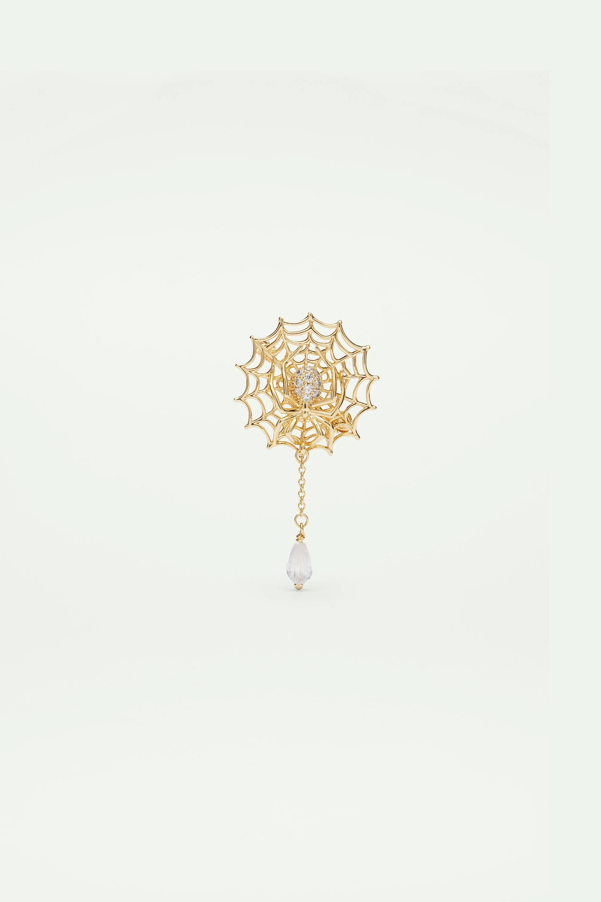 Broche pendante toile d'araignée et pierre taillée | Jaune